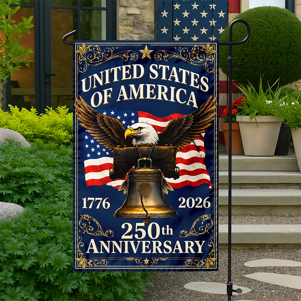 Personalized 250th Anniversary Garden Flag with Eagle Design HN590 - Garden Flag GradoCreations