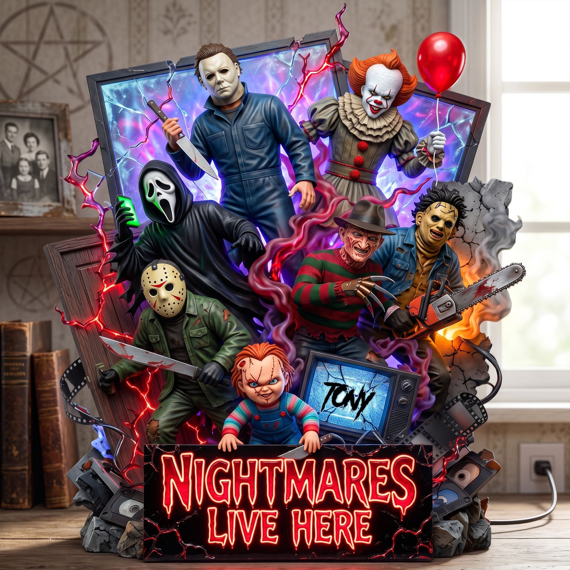 Personalized Acrylic Light Box with Horror Characters - Halloween Gift Acrylic Light Box GradoCreations