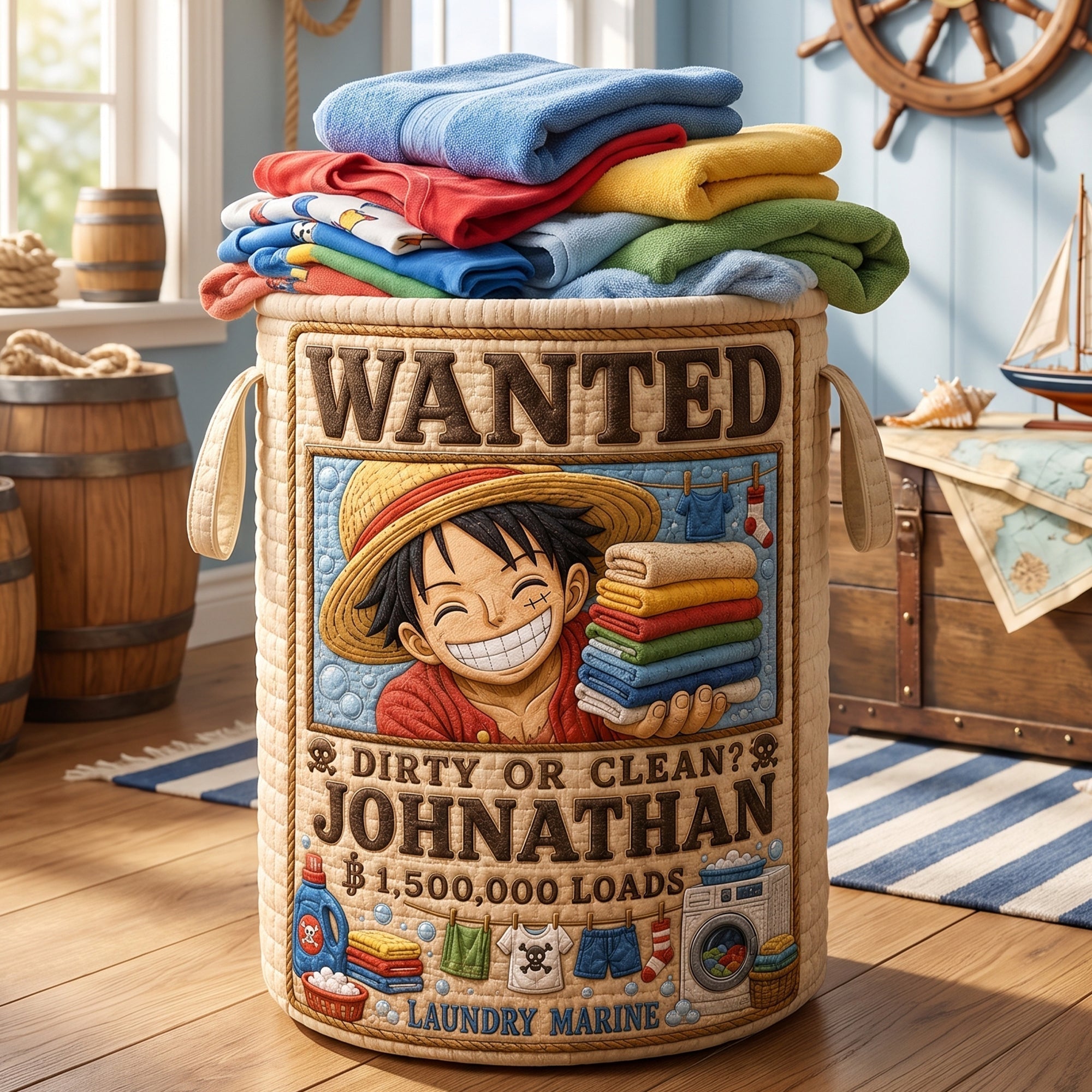 Personalized Quilted Laundry Basket with Custom Print for Kids Quilted Laundry Basket GradoCreations