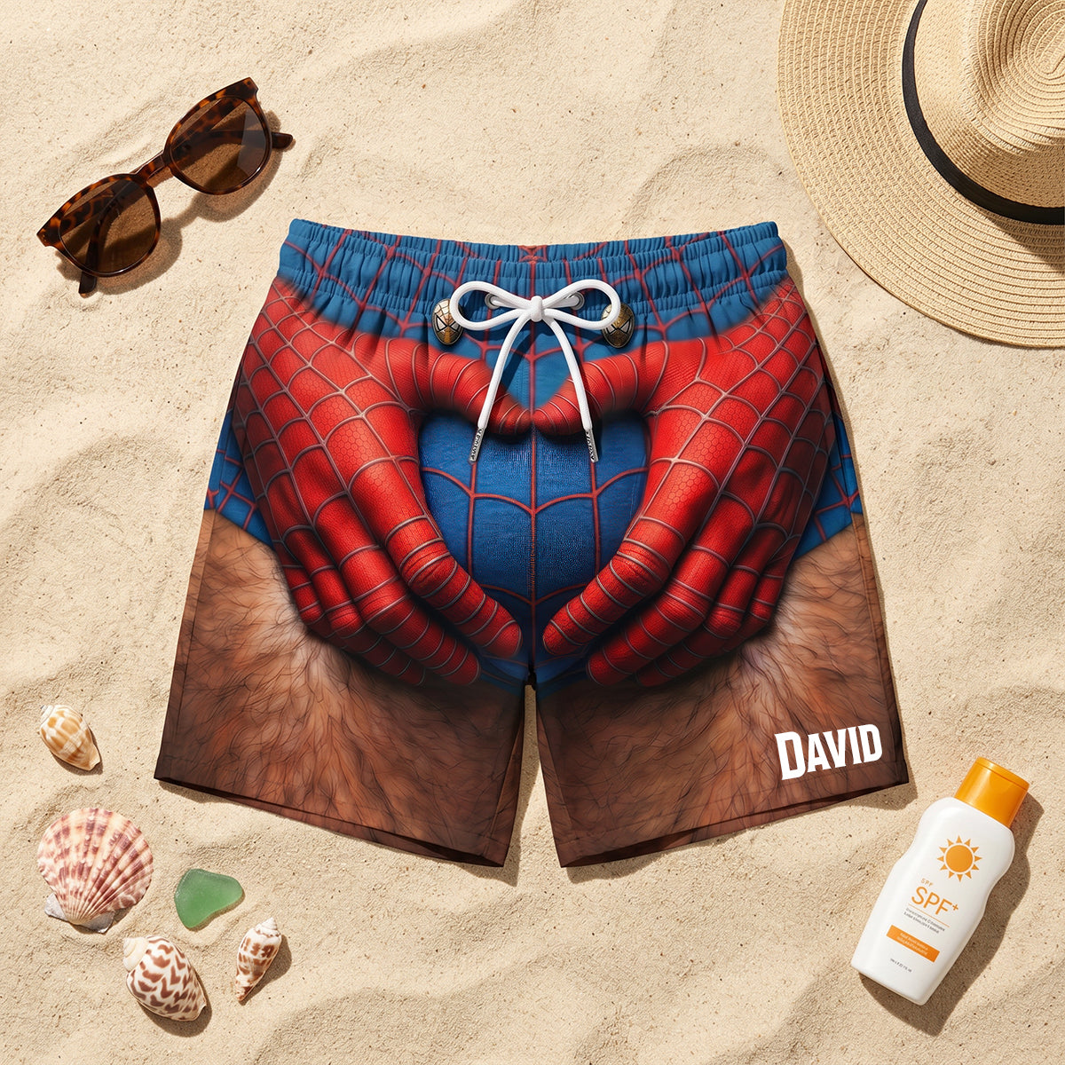 Personalized Superhero Muscle Beach Shorts Gift for Him Beach Shorts GradoCreations