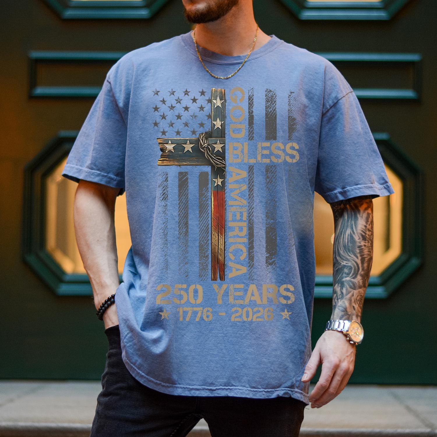 God Bless America Comfort Shirt 250 Years Custom Gift for Dad Comfort Shirt FIX GradoCreations