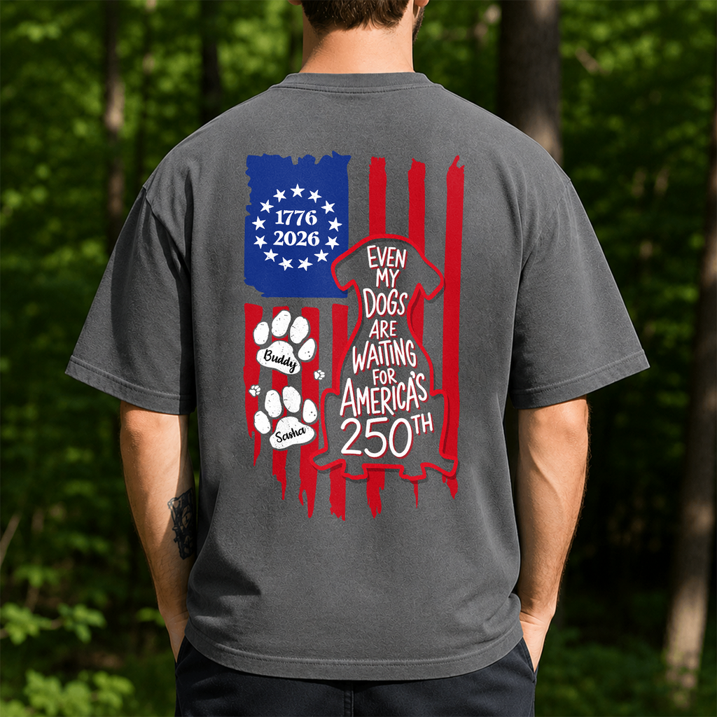 Personalized Dog Lover Comfort Shirt with US Flag Gift for Dad Comfort Shirt Back GradoCreations