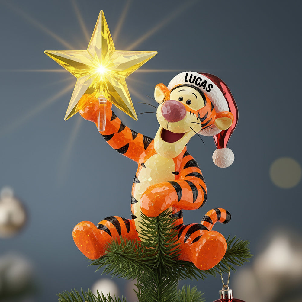 Personalized LED Light Christmas Star Tree Topper Gift for Family LED Light Tree GradoCreations