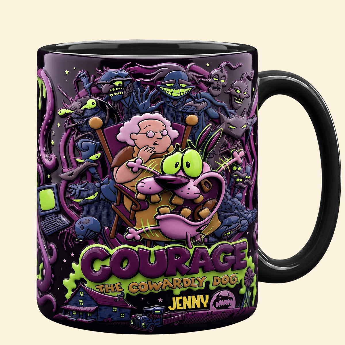 Personalized Courage the Cowardly Dog Coffee Mug Gift for Movie Fans Mug GradoCreations
