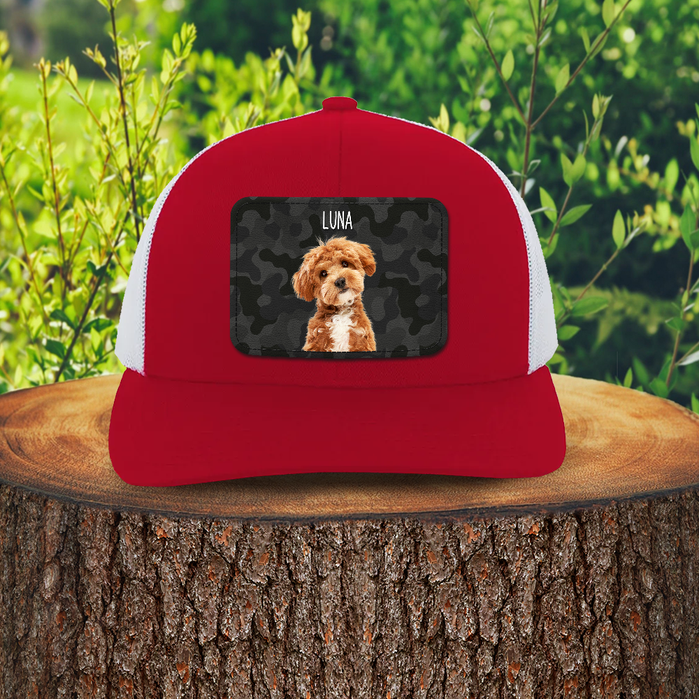 Personalized Dog Photo Leather Patch Hat Custom Gift for Dog Dad HN590 - Leather Patch Hat GradoCreations