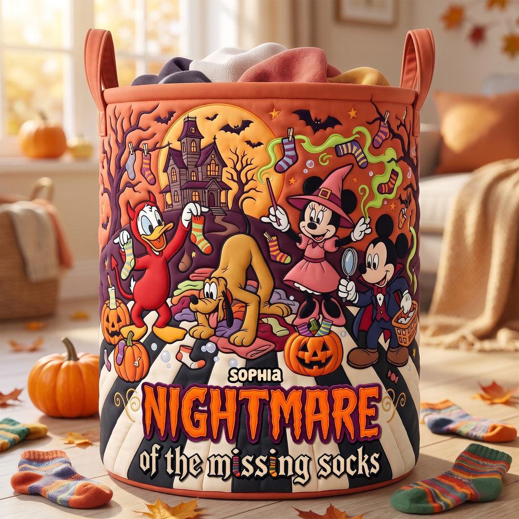 Personalized Halloween Quilted Laundry Basket for Home Organization Quilted Laundry Basket GradoCreations