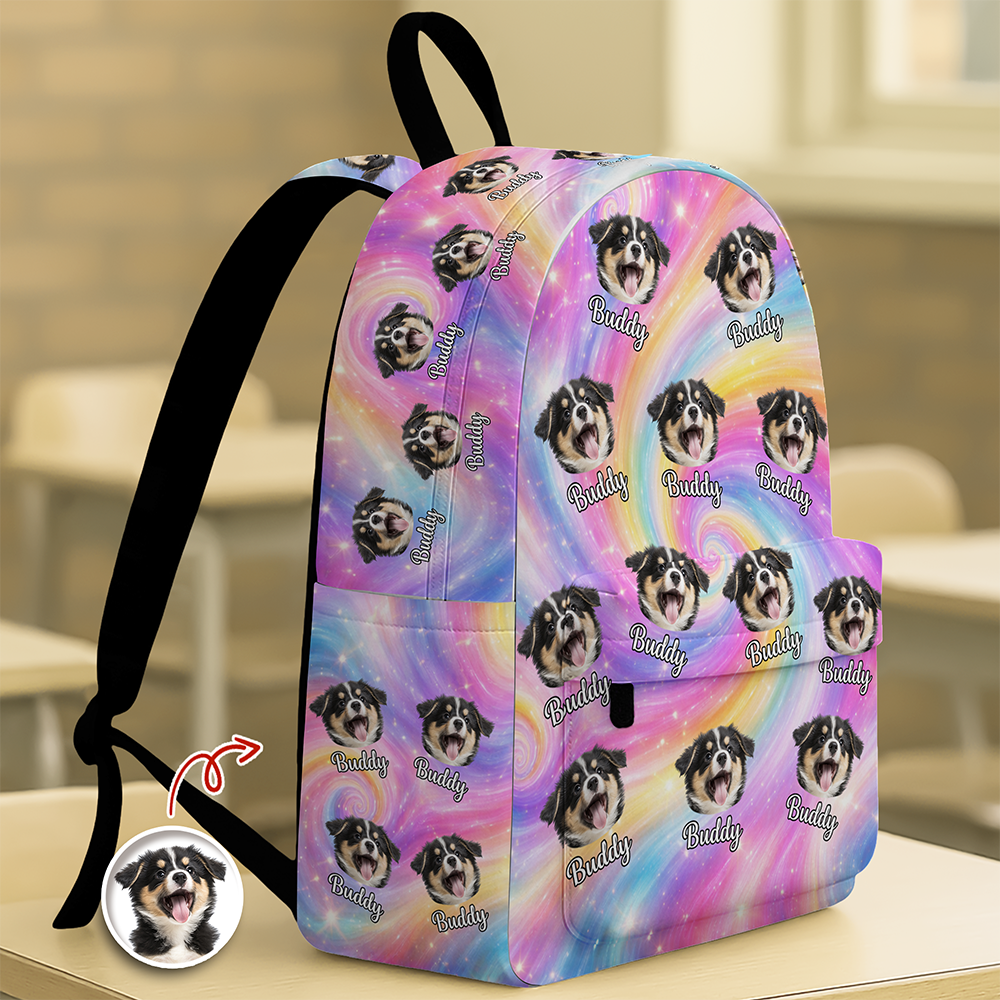 Personalized Pet Photo Backpack Gift for Dog/Cat Lovers HN590 - Printed Backpack GradoCreations