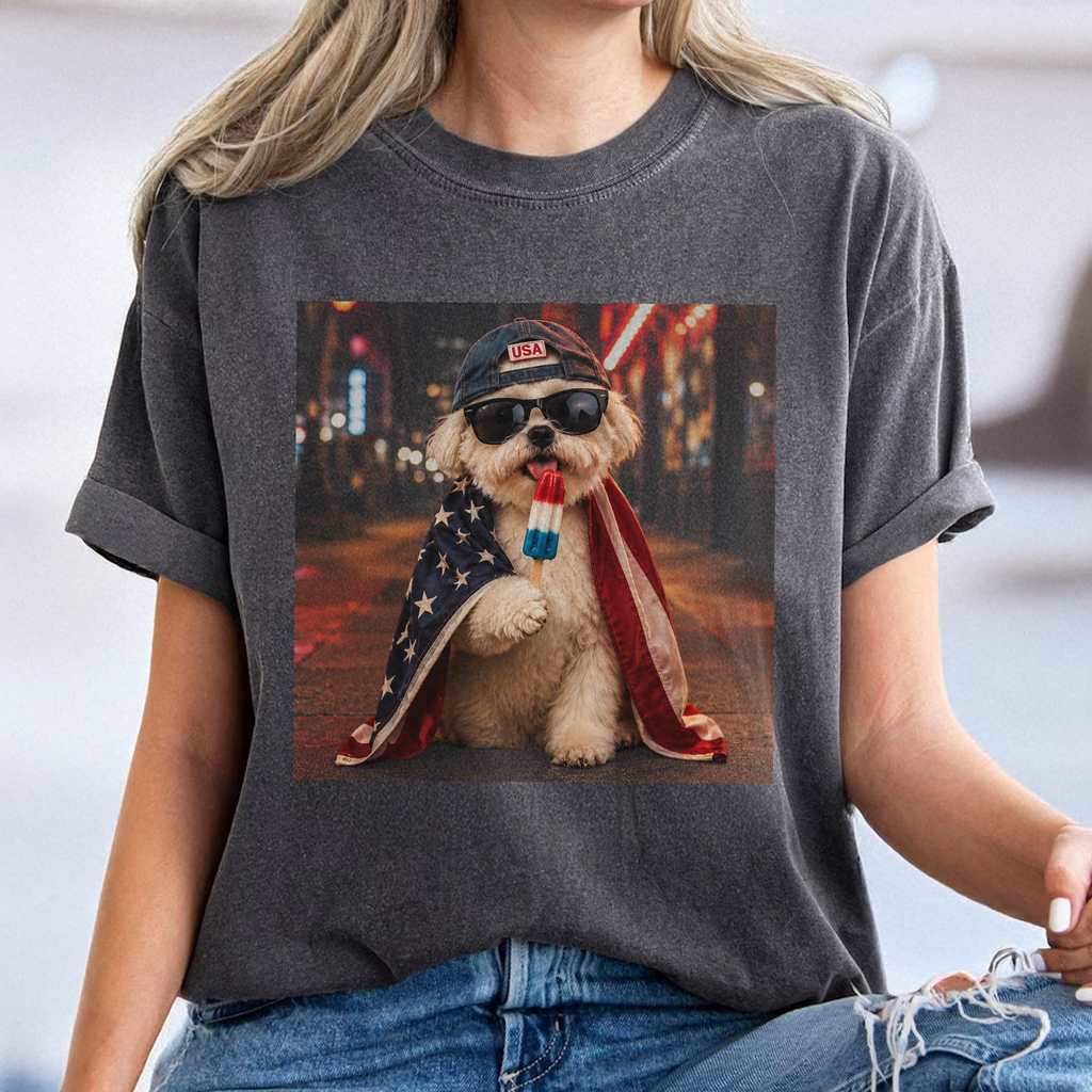 Personalized Dog Photo Comfort Shirt for Dog Lovers 4th of July Gift Comfort Shirt AI Fix GradoCreations