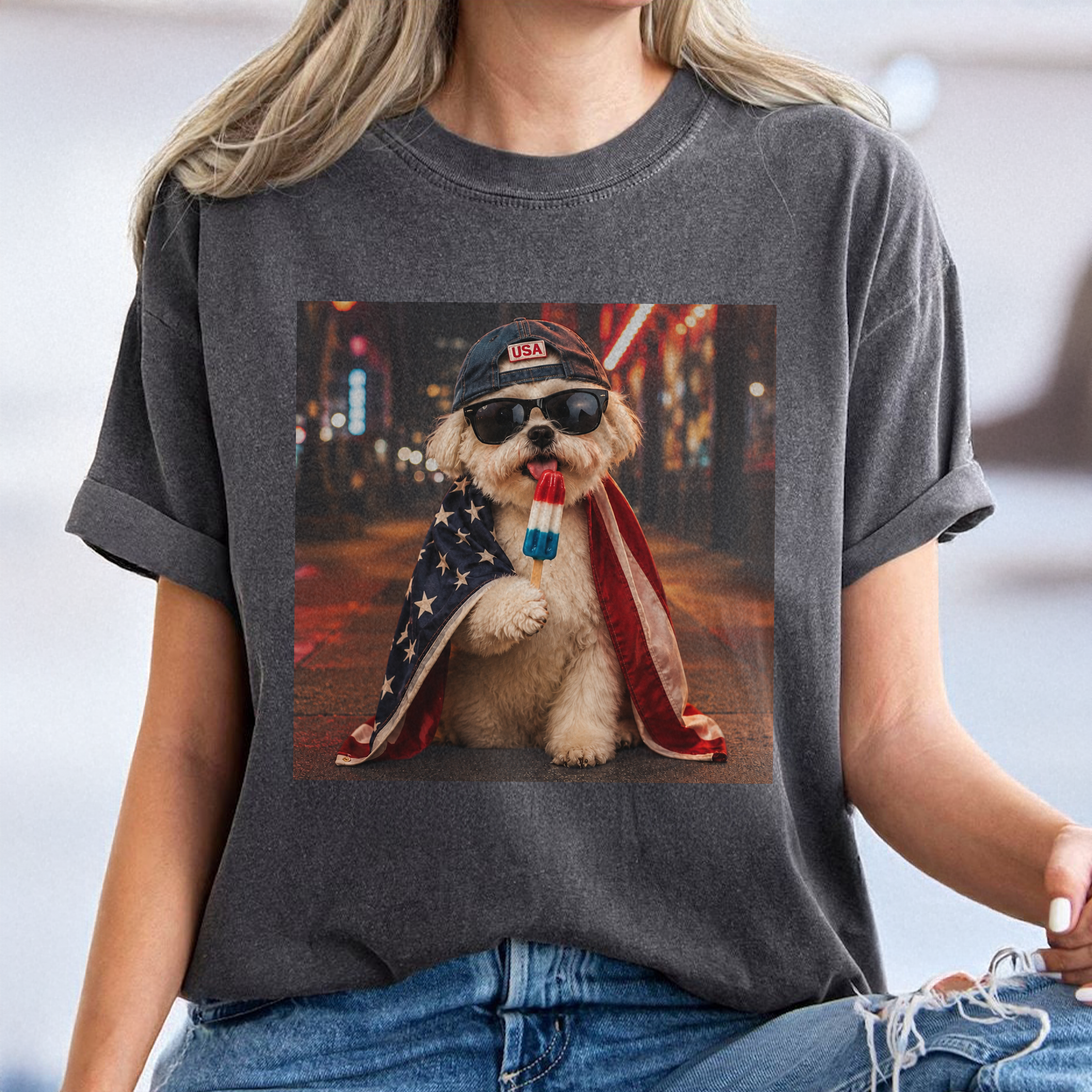 Personalized Dog Photo Comfort Shirt for Dog Lovers 4th of July Gift Comfort Shirt AI Fix GradoCreations