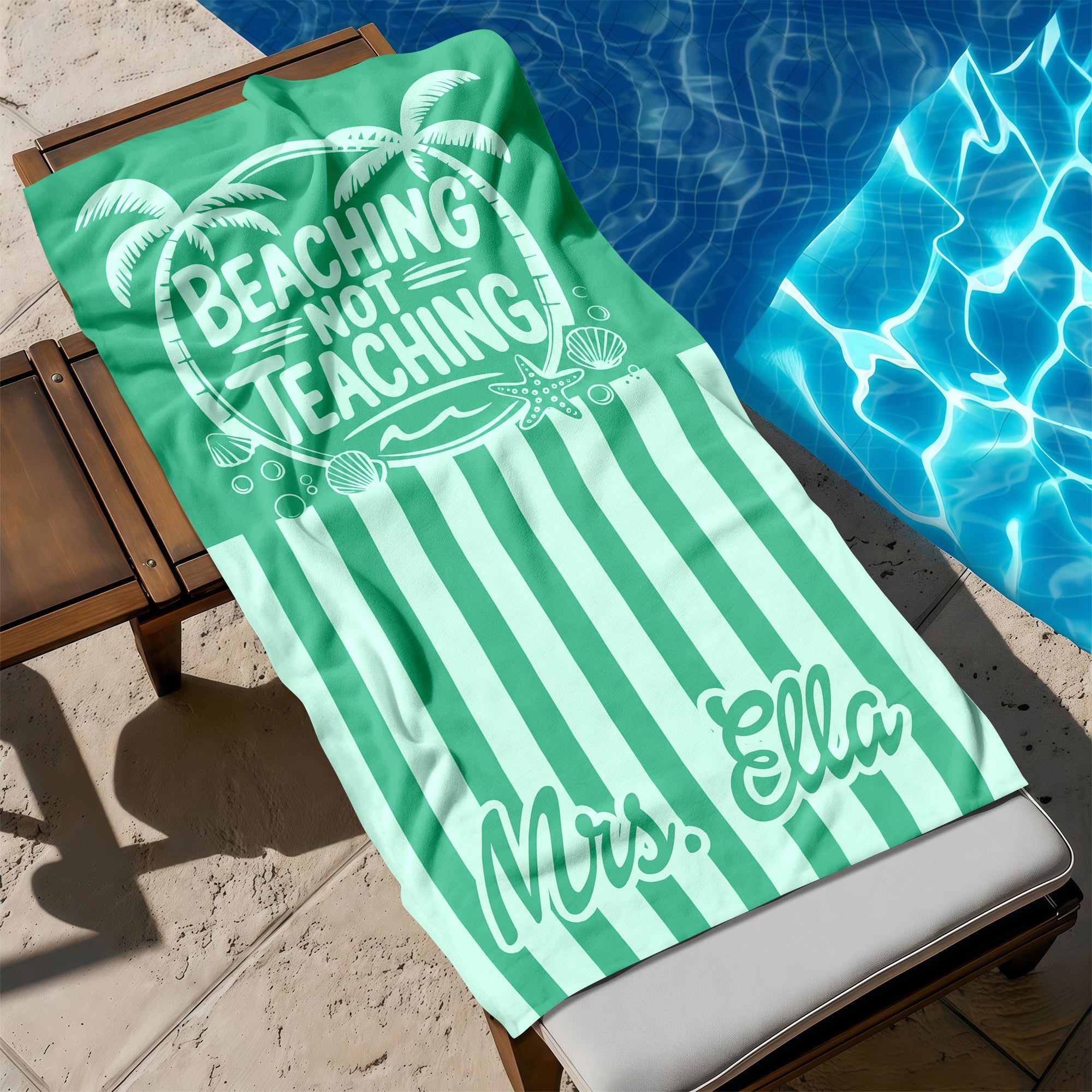 Personalized Beach Towel Funny Teacher Gift for Summer HN590 - Beach Towels fix GradoCreations