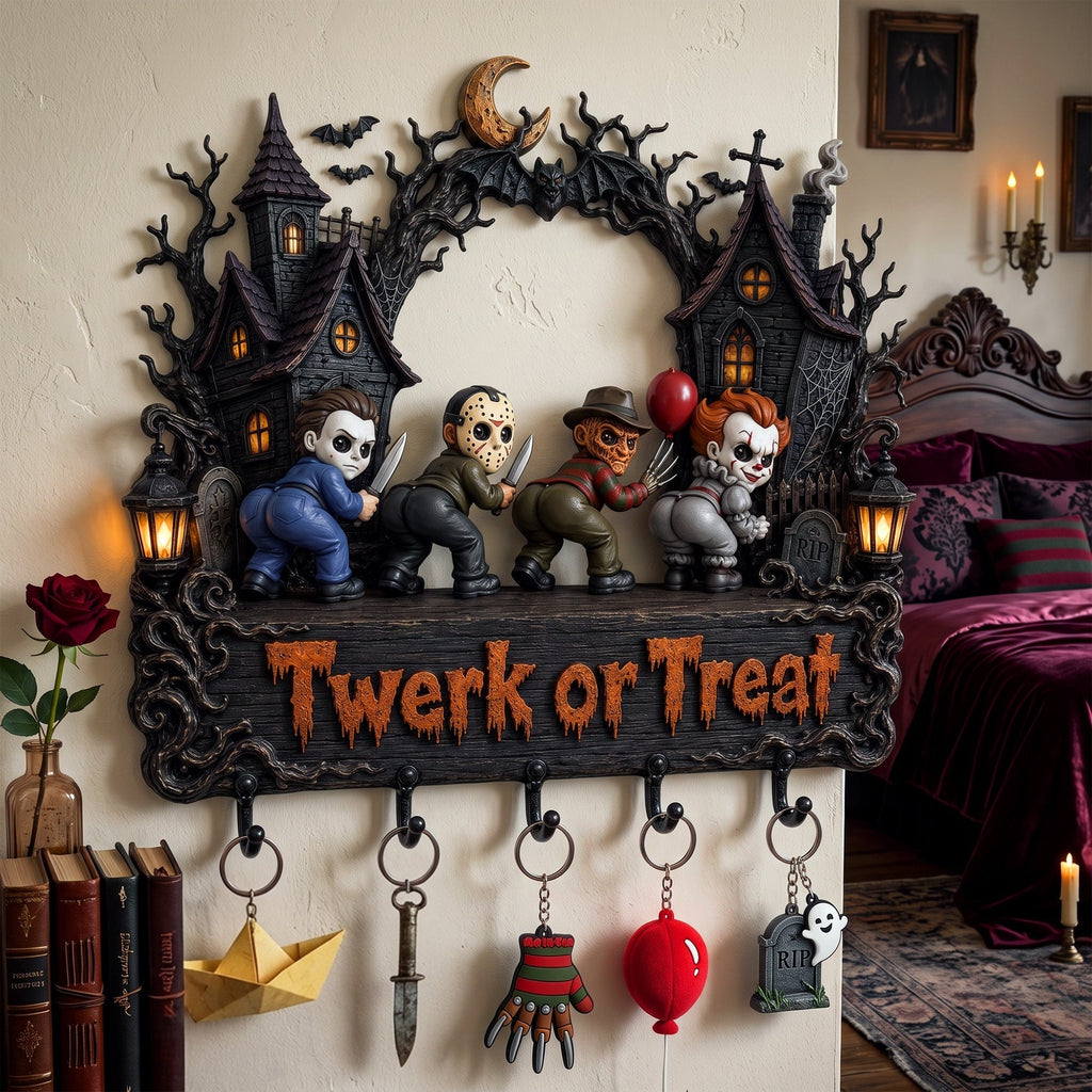 Personalized Halloween Hanging Rack Custom Name Key Holder Gift for Family Hanging Rack GradoCreations