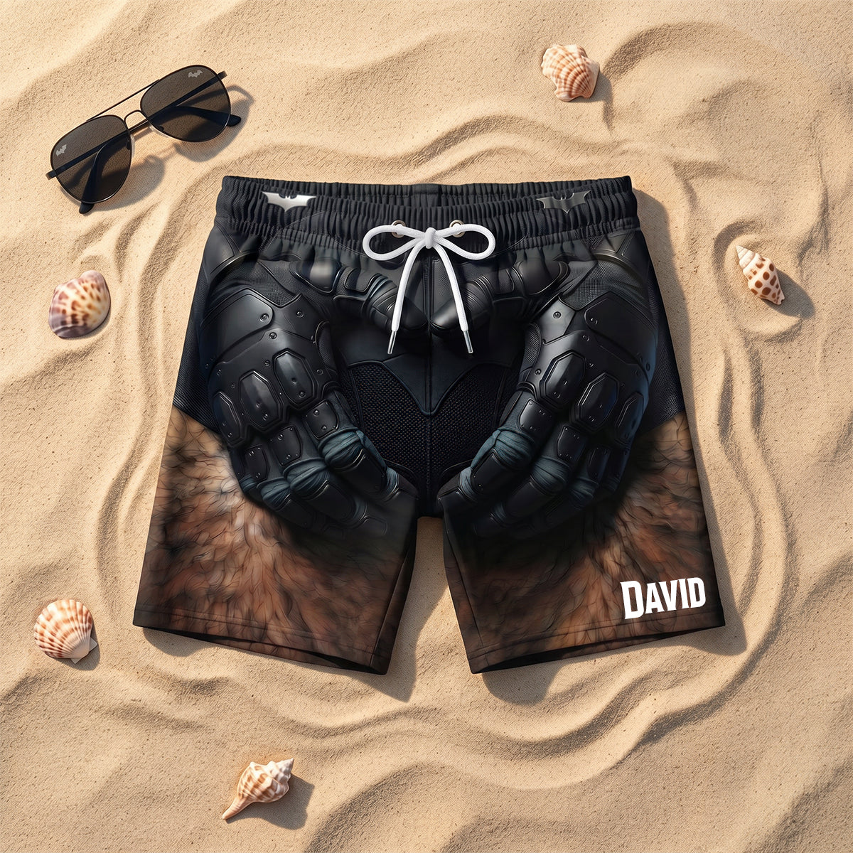 Personalized Funny Muscle Costume Beach Shorts Gift for Him Beach Shorts GradoCreations