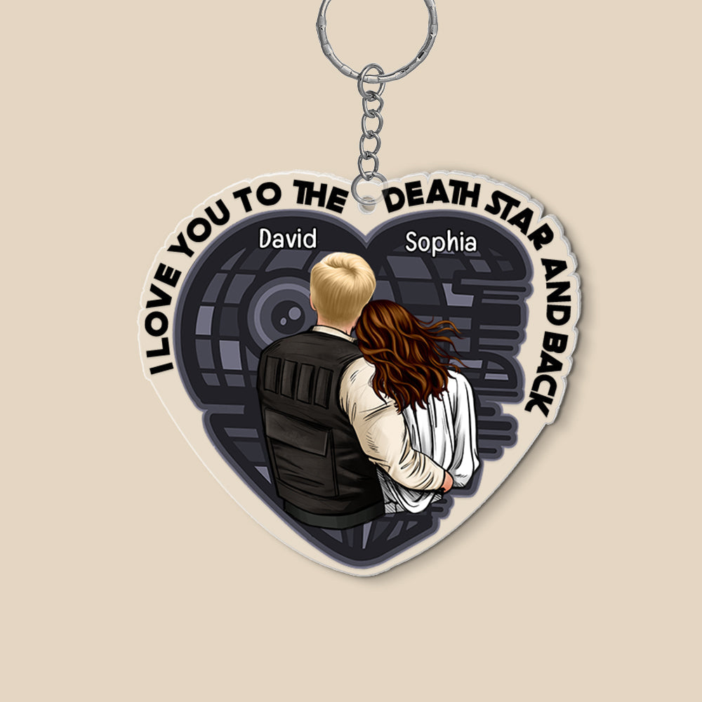 Personalized Death Star Acrylic Keychain Unique Gift for Couple