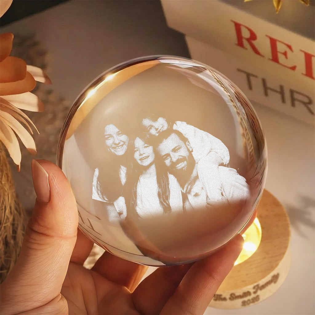 Personalized 3D Engraved Crystal Ball LED Night Light Gift for Family Engraved 3D Crystal Ball LED Night Light GradoCreations