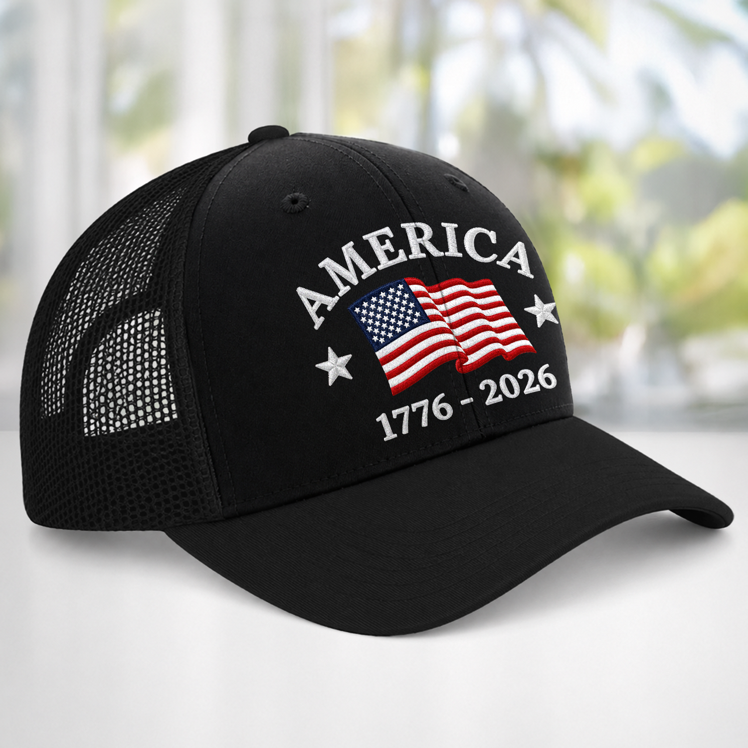 Personalized USA Flag Trucker Hat Gift for 4th of July HN590 - Embroidered Trucker Hat GradoCreations