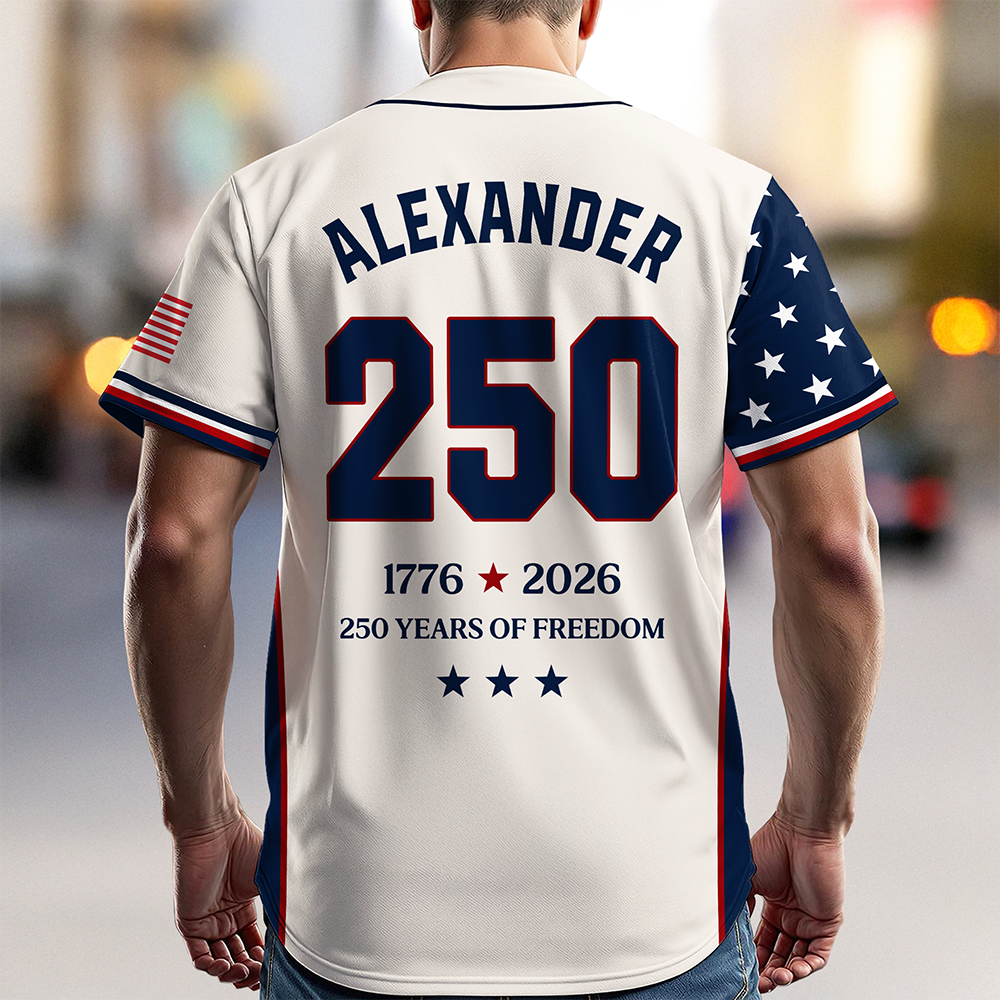 Personalized 250 Years of Freedom Jersey Shirt Gift for Dad HN590 - Baseball Shirt GradoCreations