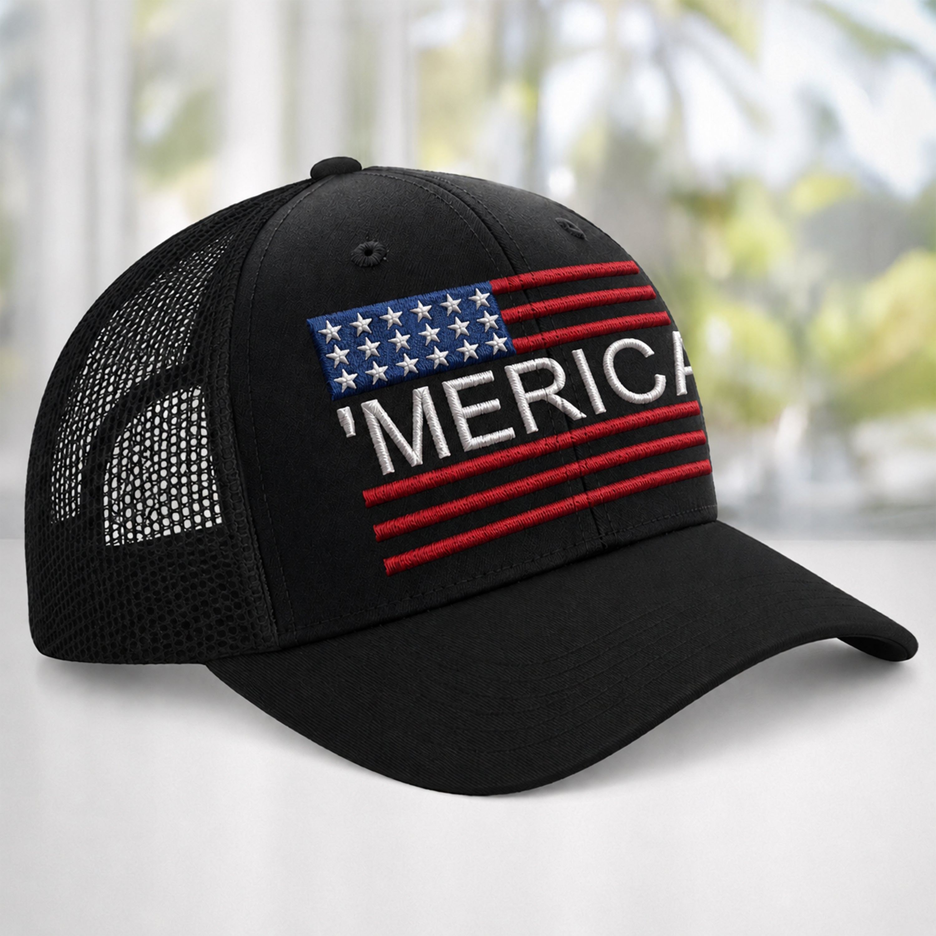 Personalized 4th of July Patriotic Trucker Hat Gift for Dad HN590 - Embroidered Trucker Hat GradoCreations