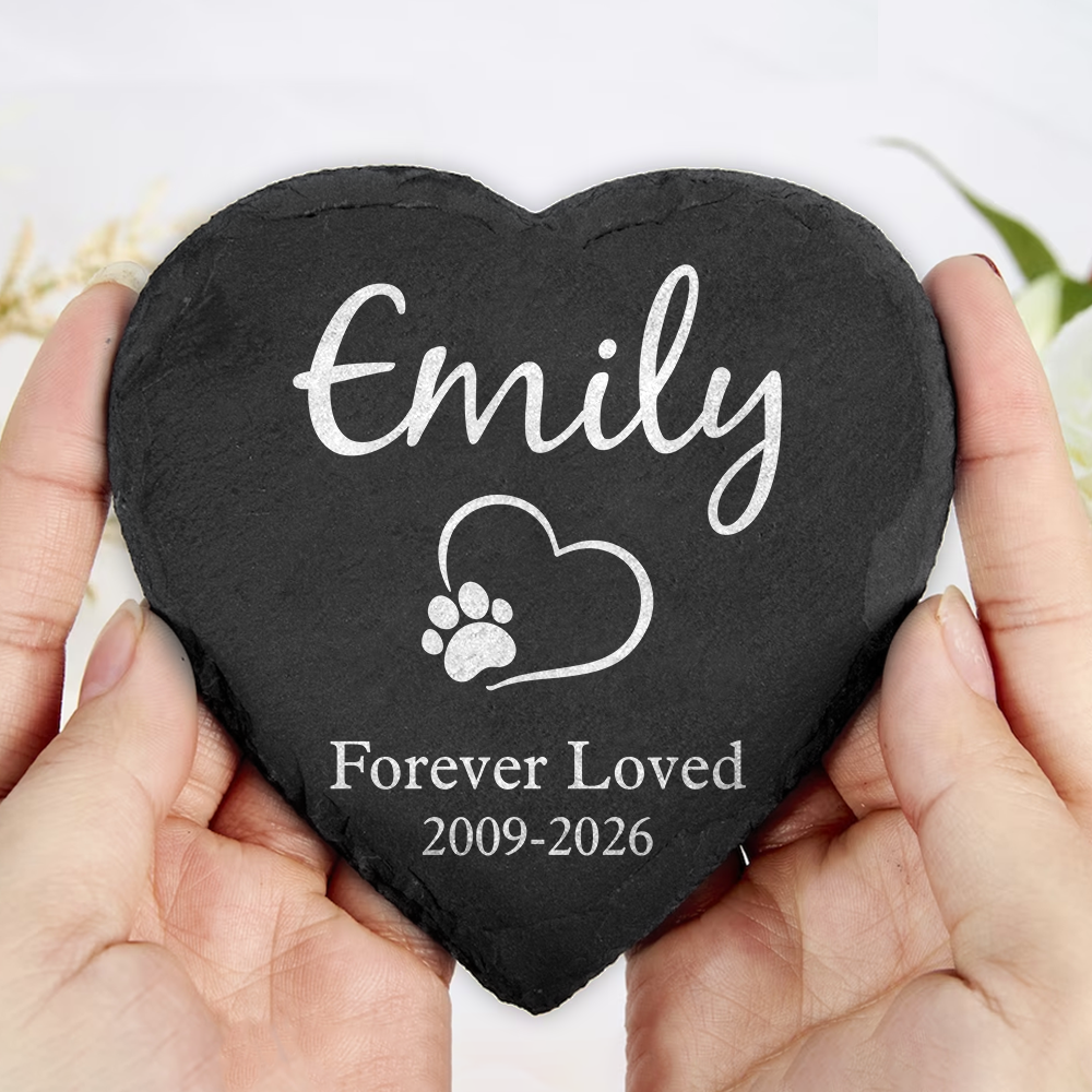 Personalized Heart Shaped Pet Memorial Grave Marker Stone Gift HN590 - Heart Shaped Stone GradoCreations