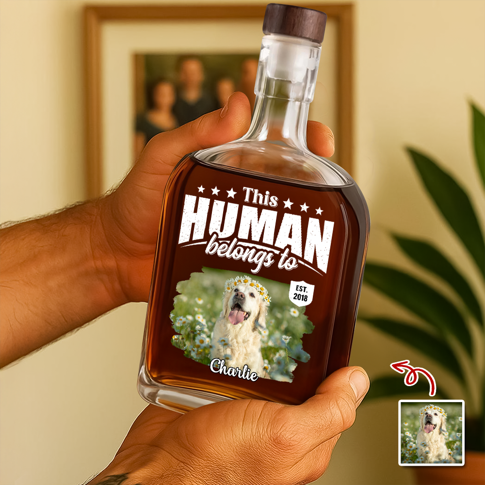 Personalized Photo Whiskey Bottle Custom Name Gift for Pet Lovers HN590 - Whiskey Bottle GradoCreations