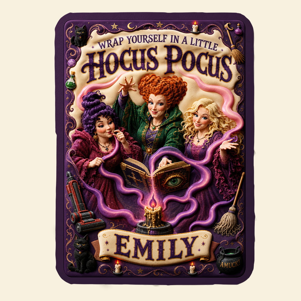 Personalized Hocus Pocus Halloween Blanket Custom Name Gift Blanket GradoCreations