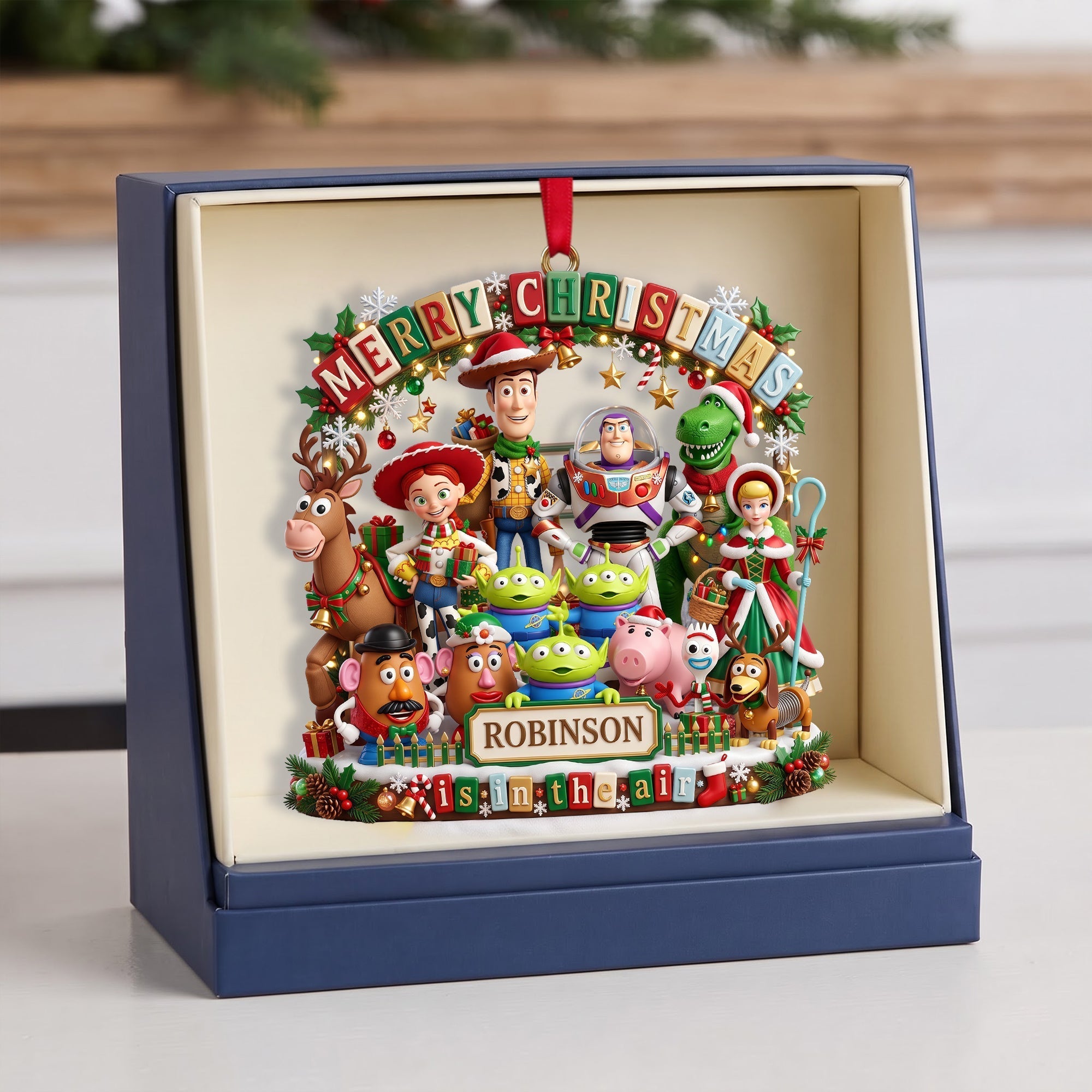 Personalized Acrylic Christmas Ornament Family Gift Joyful Design Ornament GradoCreations