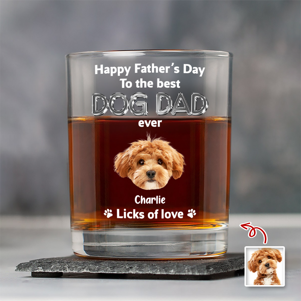 Personalized Rock Glass Custom Photo Gift for Dog Dad HN590 - Print Rock Glass GradoCreations