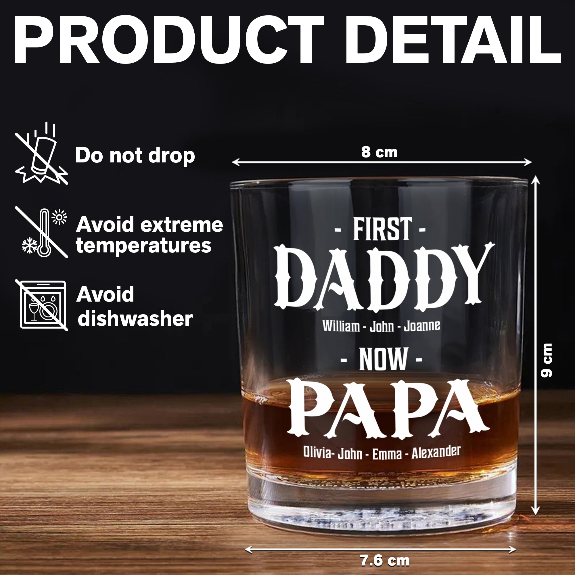 Personalized Whiskey Glass Gift for Dad and Grandpa - Father’s Day HN590 - Print Rock Glass GradoCreations