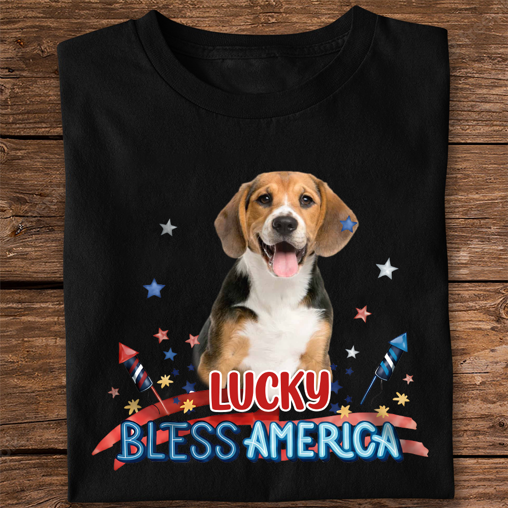 Personalized Photo Dog Bless America T-Shirt Gift for Dog Mom/Dad HN590 - Tshirt GradoCreations