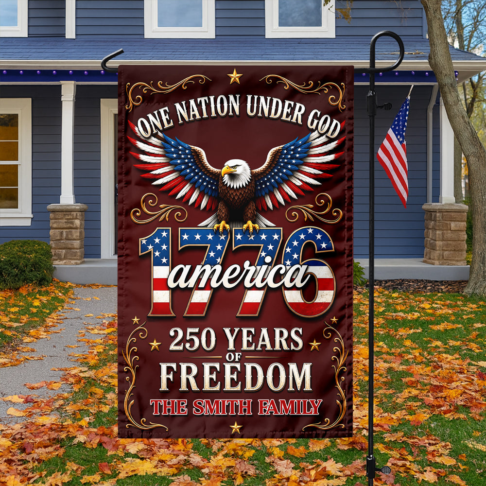 Personalized One Nation Under God Family Garden Flag Gift Idea HN590 - Garden Flag GradoCreations
