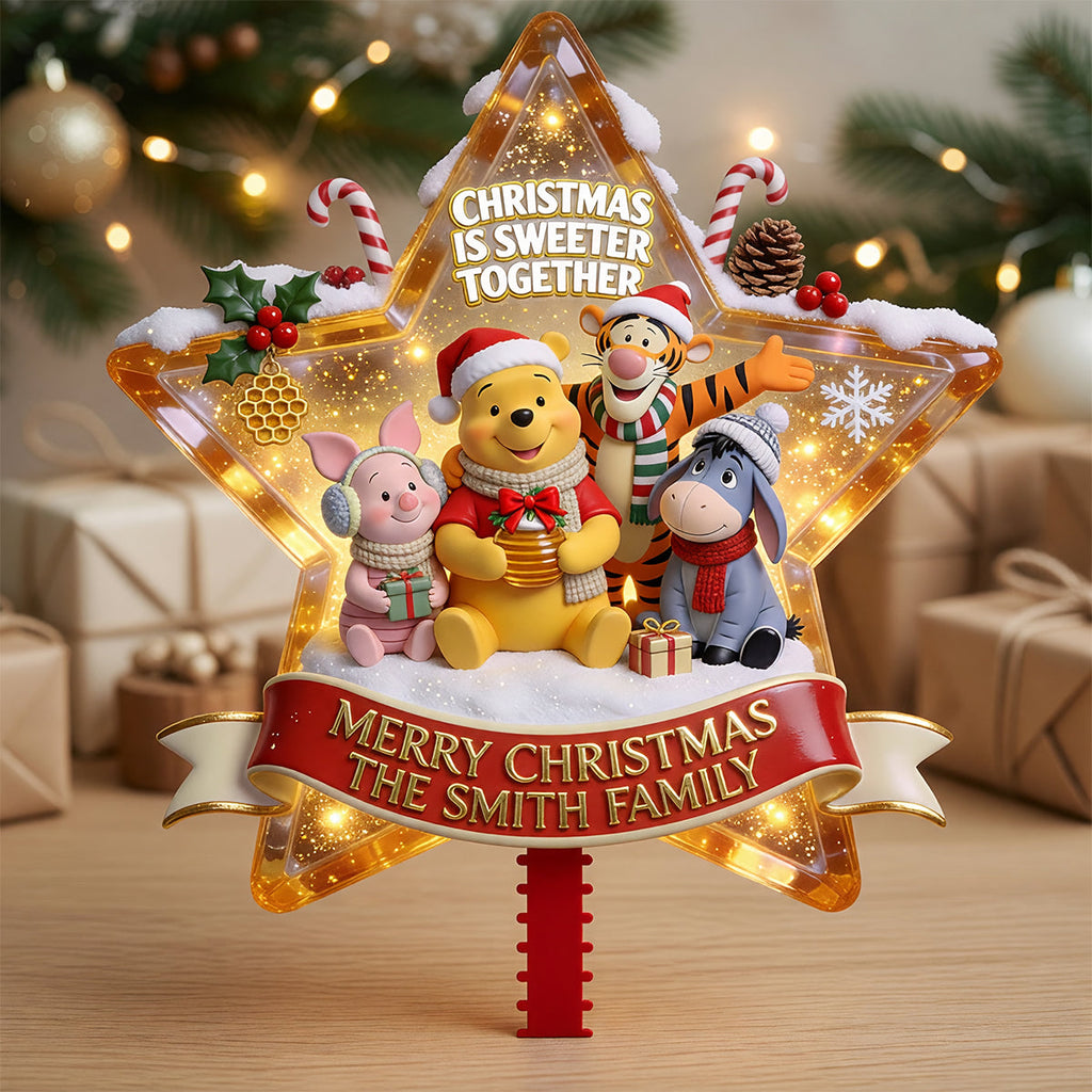 Personalized LED Light Star Tree Topper with Family Name | Christmas Decoration LED Light Tree GradoCreations
