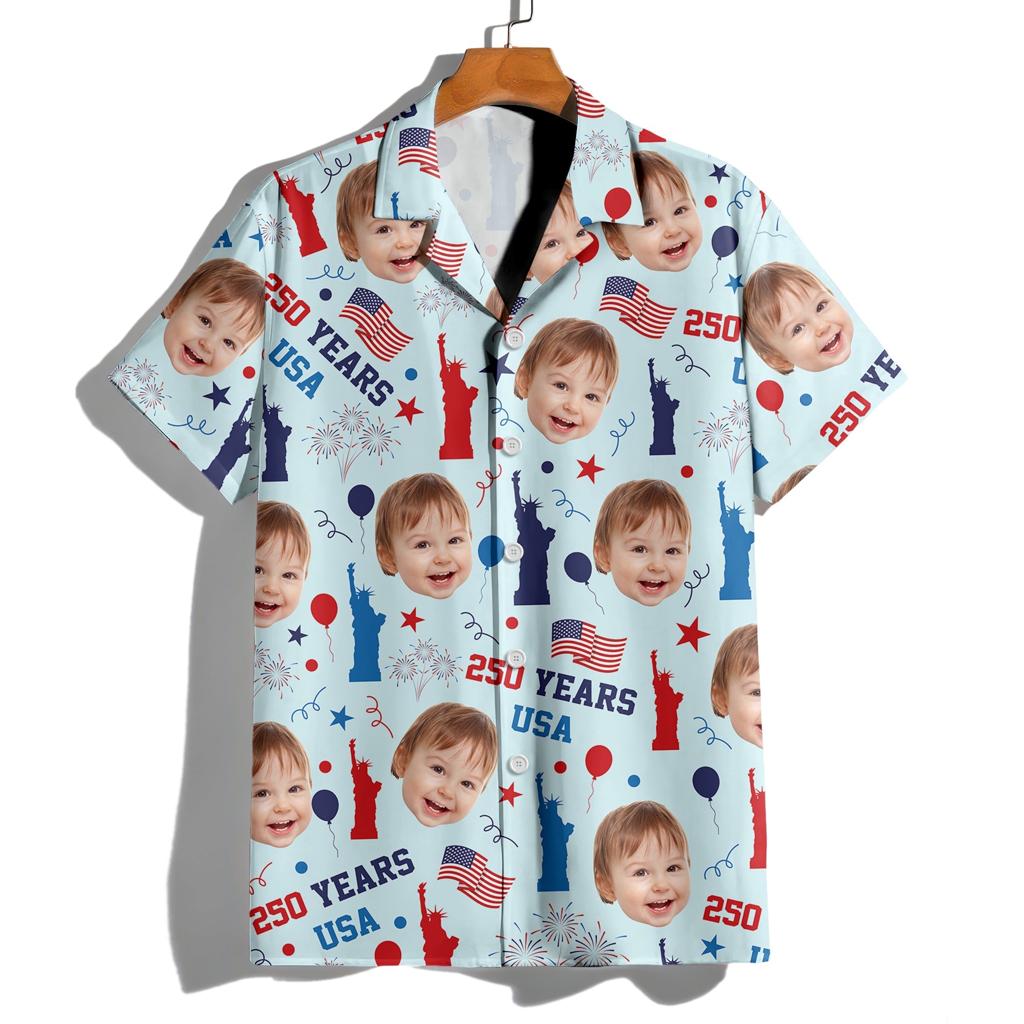 Personalized Hawaiian Shirt Photo Gift for Dad Patriotic Summer HN590 - AOP Hawai Shirt GradoCreations