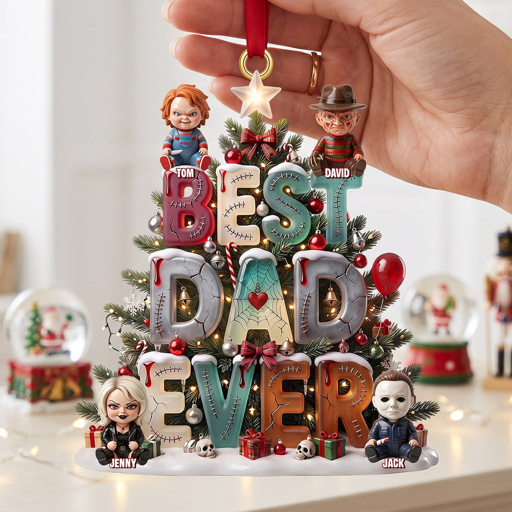 Personalized Spooky Christmas Ornament Custom Family Names Gift for Mom Dad Ornament GradoCreations