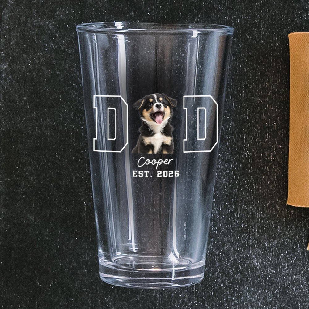 Personalized Dog Photo Beer Glass Custom Gift for Dog Dad HN590 - Print Beer Glass GradoCreations
