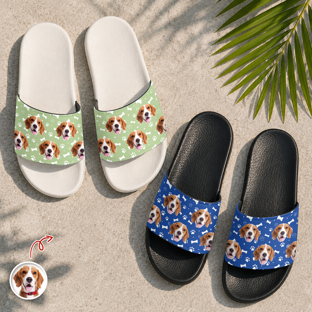Personalized Pet Photo Slide Sandals Custom Gift for Pet Lovers HN590 - Slide Sandals GradoCreations