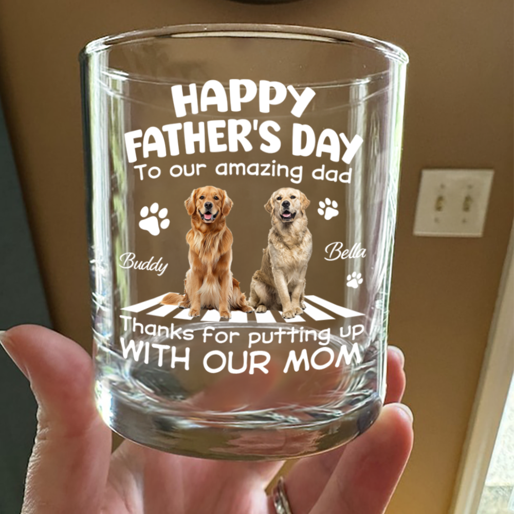 Personalized Whiskey Glass Gift for Dog Dad Father's Day HN590 - Print Rock Glass GradoCreations