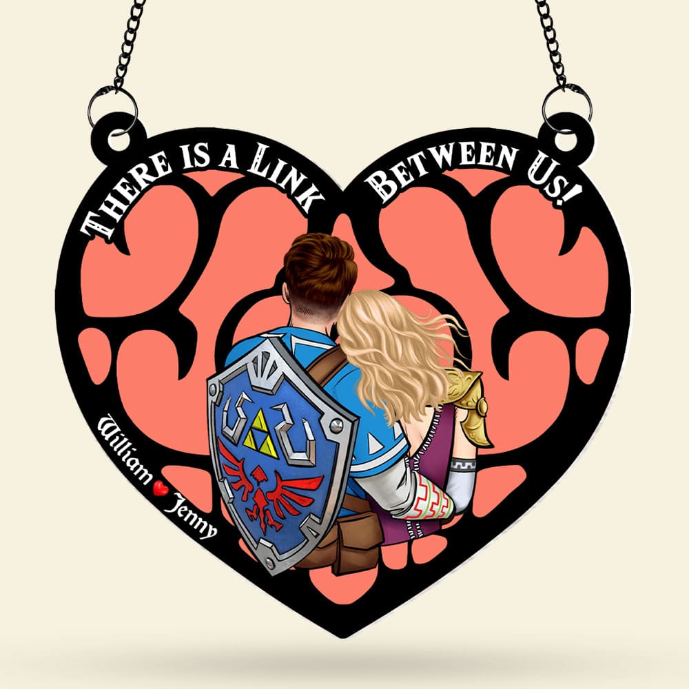 Personalized Zelda Suncatcher Heart Window Hanging Gift for Couple