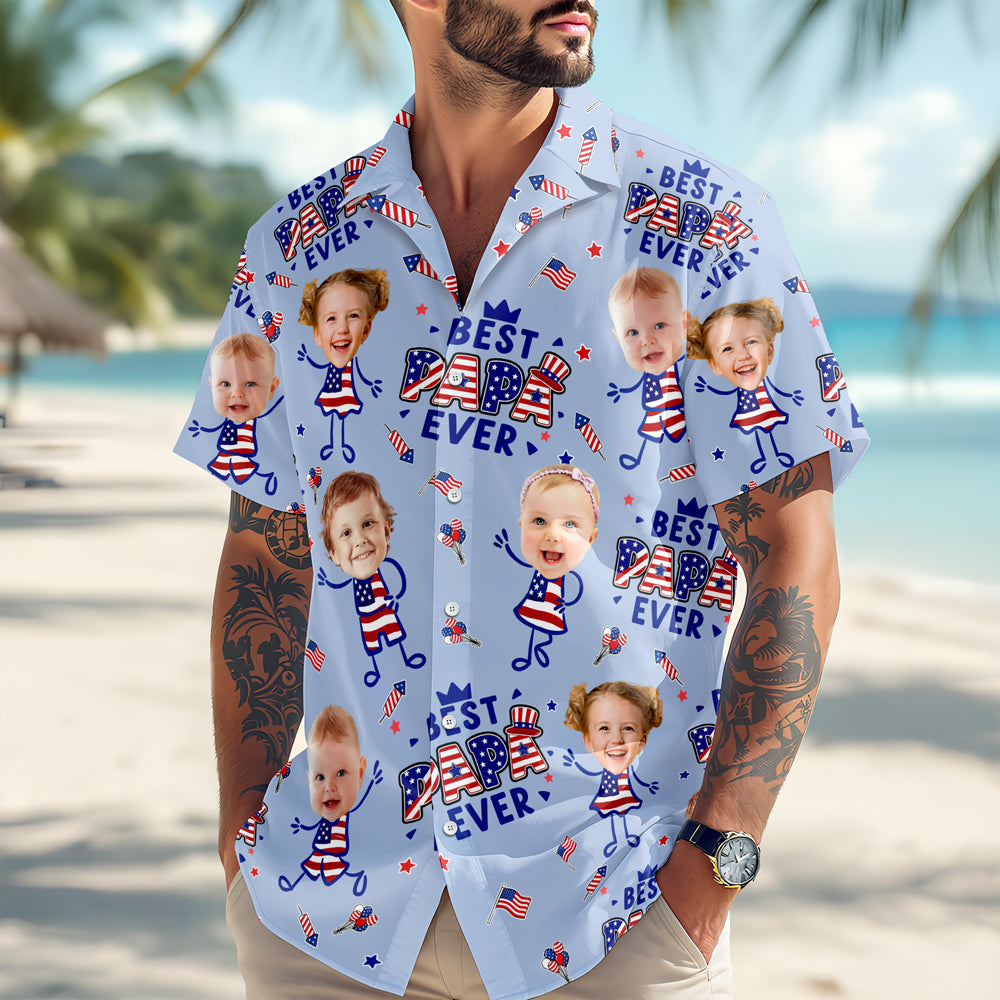 Personalized Hawaiian Shirt USA Flag Gift for Dad - Father's Day HN590 - AOP Hawai Shirt GradoCreations
