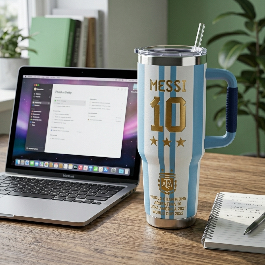Personalized Argentina Football Champion Tumbler with Handle Gift for Fans