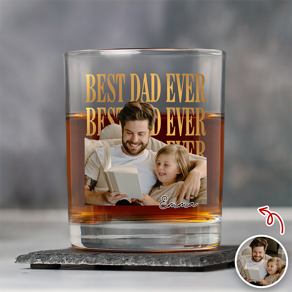 Personalized Vintage Photo Whiskey Glass Custom Gift for Dad HN590 - Print Rock Glass GradoCreations