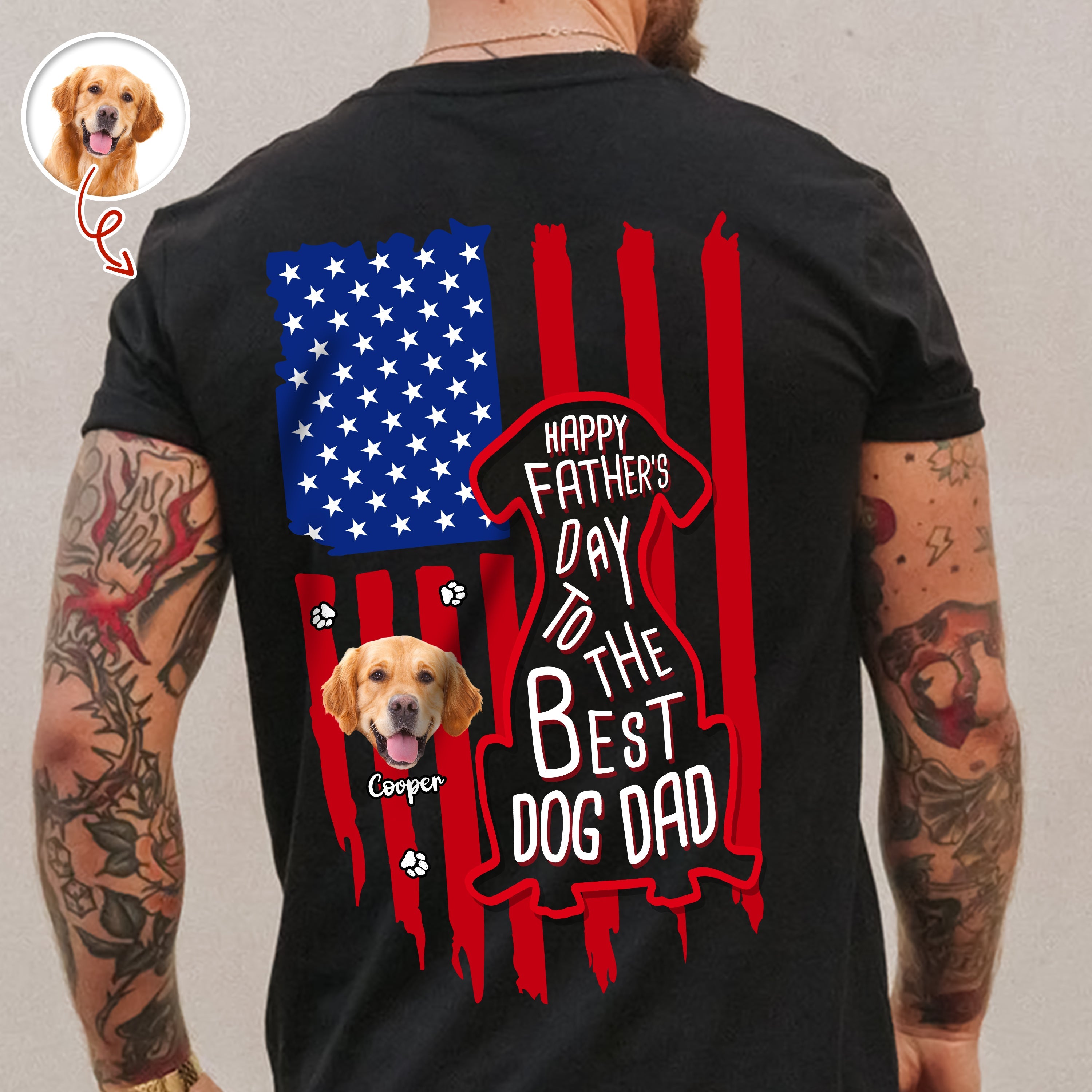 Personalized Father's Day Shirt Best Dog Dad Gift Custom Design HN590 - Tshirt Back GradoCreations