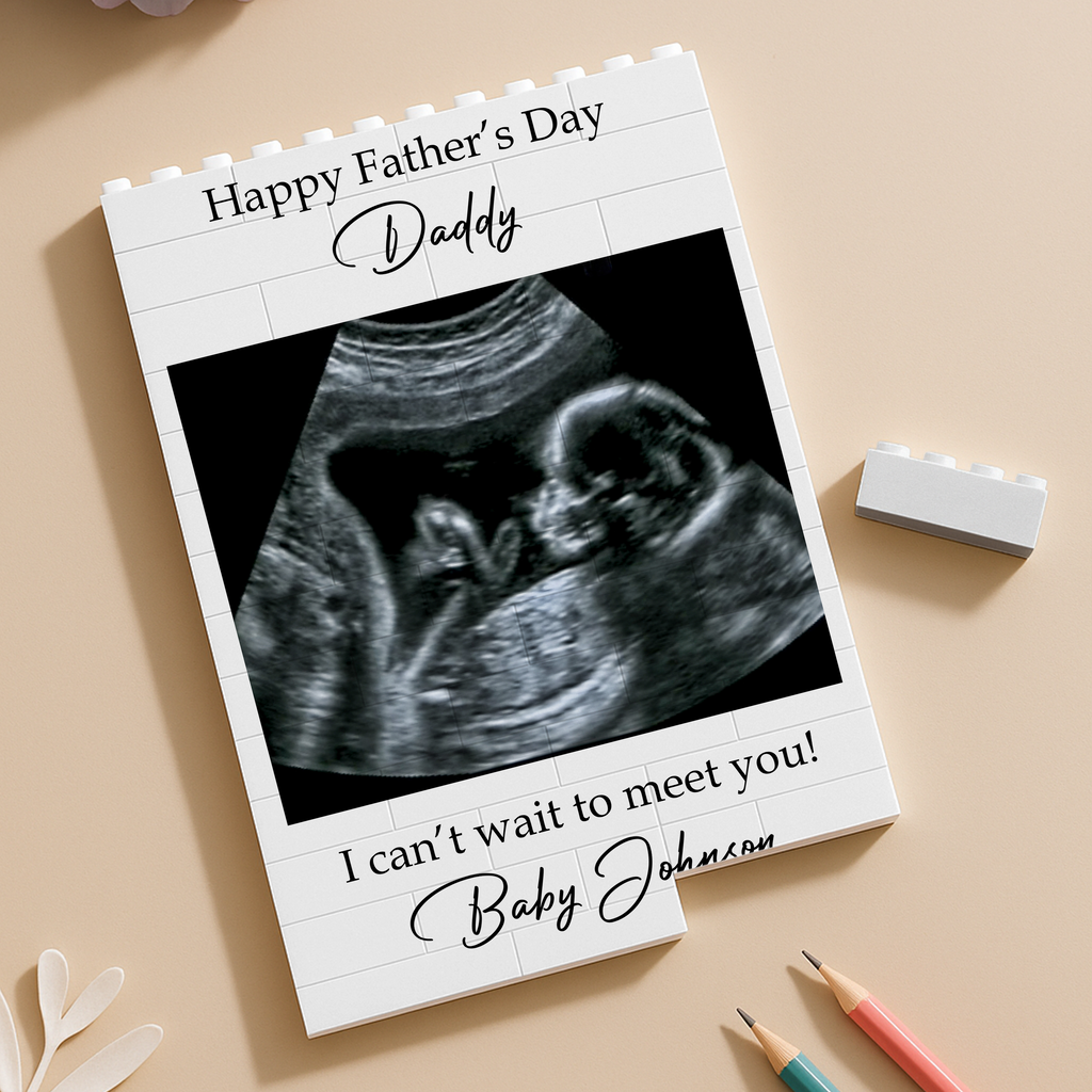 Personalized Baby Bump Photo Building Block Gift for Dad HN590 - Building Blocks GradoCreations