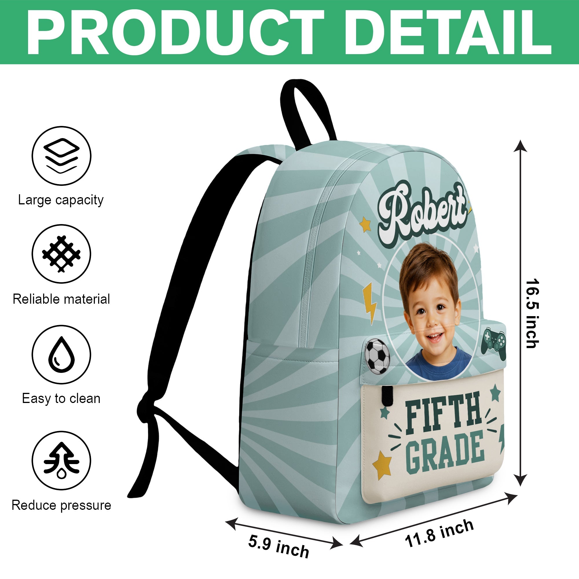 Personalized Photo Kids Backpack Custom Gift for Boys and Girls HN590 - Printed Backpack GradoCreations