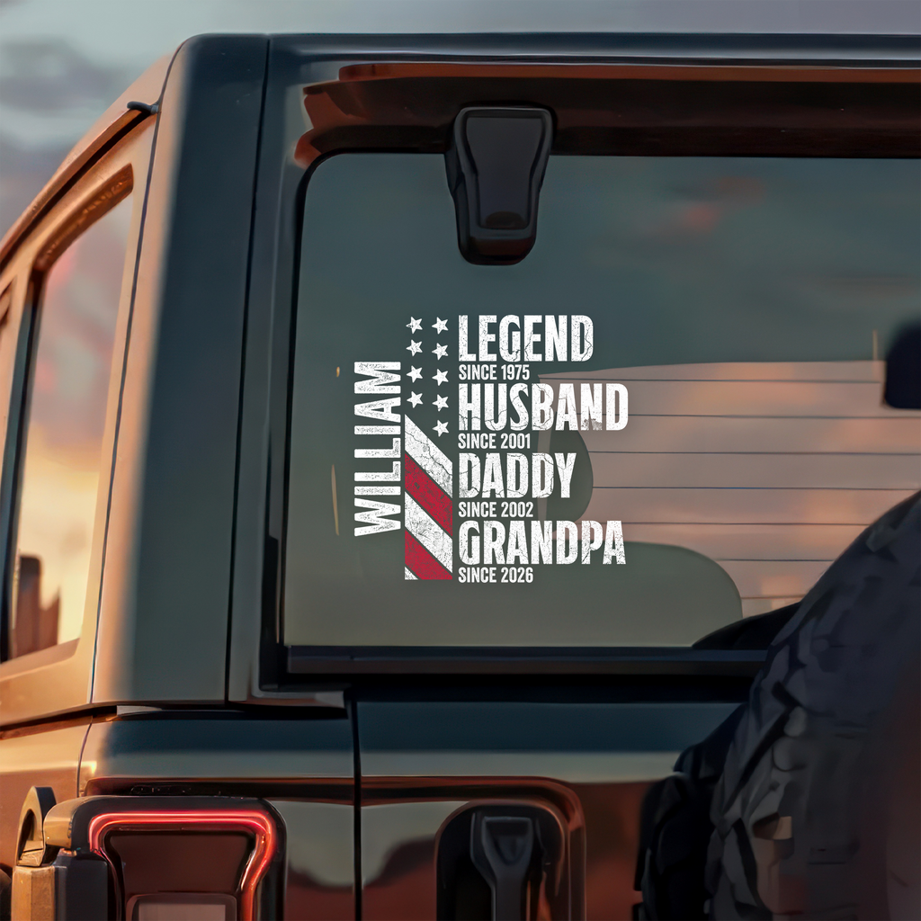 Personalized Dad Grandpa Car Decal Sticker Custom Family Gift Decal Sticker GradoCreations