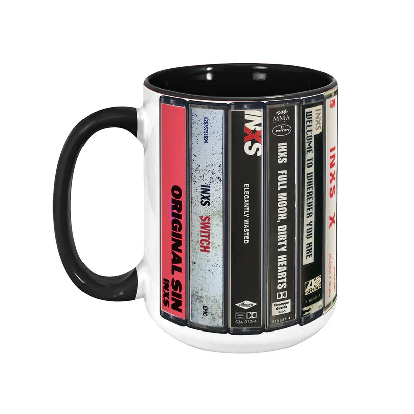 INXS Cassette Accent Mug Retro Design Ceramic Drinkware GradoCreations