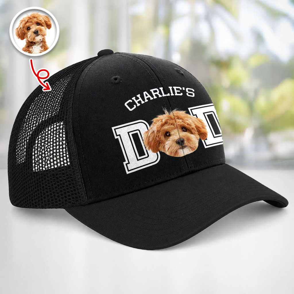 Personalized Photo Trucker Hat Custom Name Gift for Dog Dad HN590 - Print Trucker Hat GradoCreations