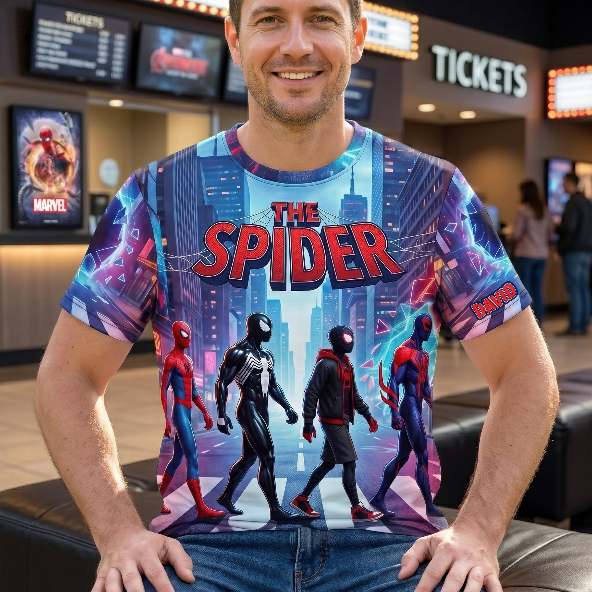 Personalized Red Hero Squad T-Shirt Gift for Movie Fans AOP Tshirt GradoCreations