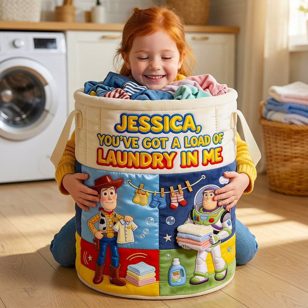 Personalized Quilted Laundry Basket Custom Name Gift for Kids Quilted Laundry Basket GradoCreations