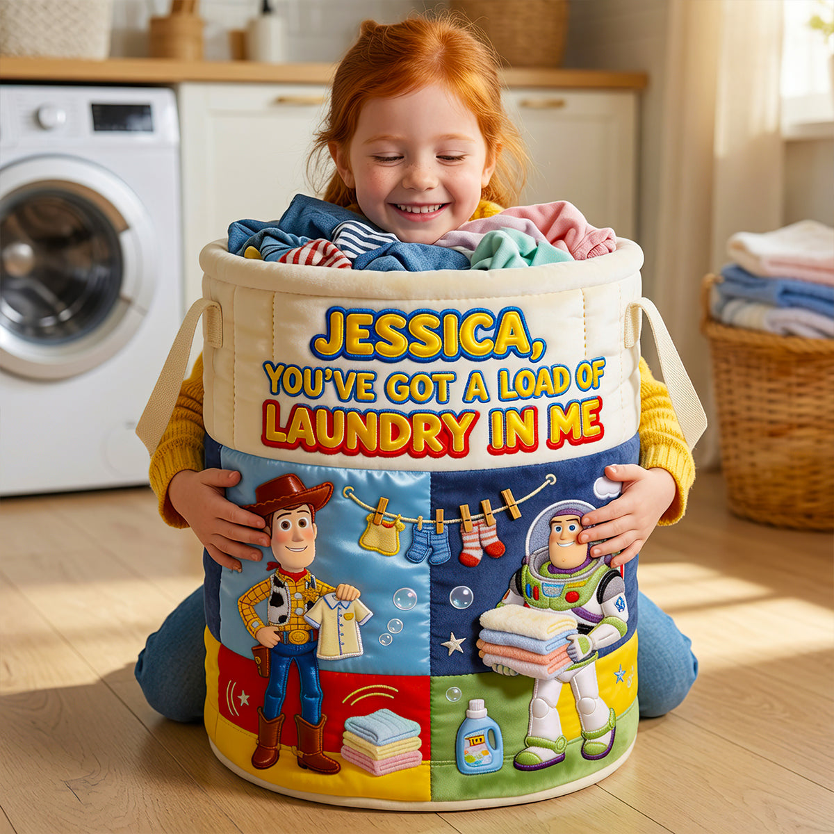 Personalized Quilted Laundry Basket Custom Name Gift for Kids Quilted Laundry Basket GradoCreations