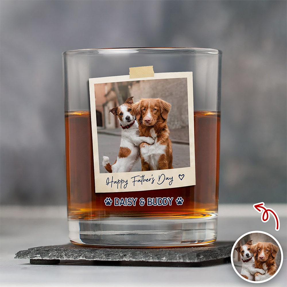 Personalized Dog Photo Whiskey Glass Gift for Dog Dad HN590 - Print Rock Glass GradoCreations