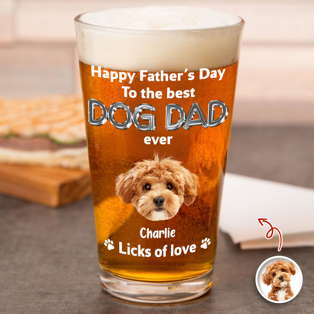 Personalized Beer Glass Custom Photo Gift for Dog Dad HN590 - Print Beer Glass GradoCreations